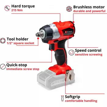 Veržliaraktis Einhell TE-CW 18Li 1/2 colio 2900 aps./min 215 N⋅m