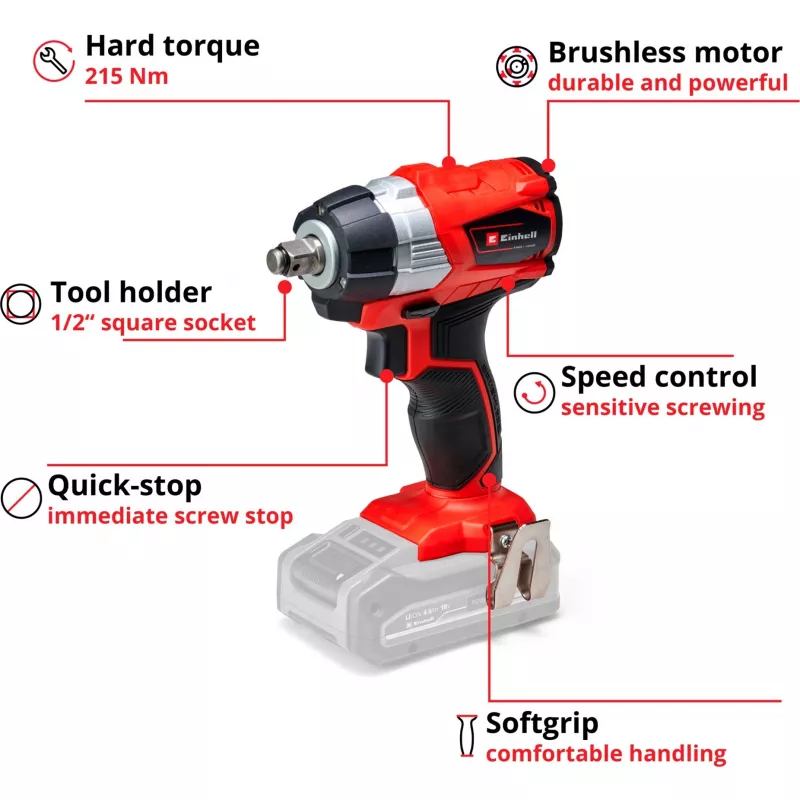 Veržliaraktis Einhell TE-CW 18Li 1/2 colio 2900 aps./min 215 N⋅m