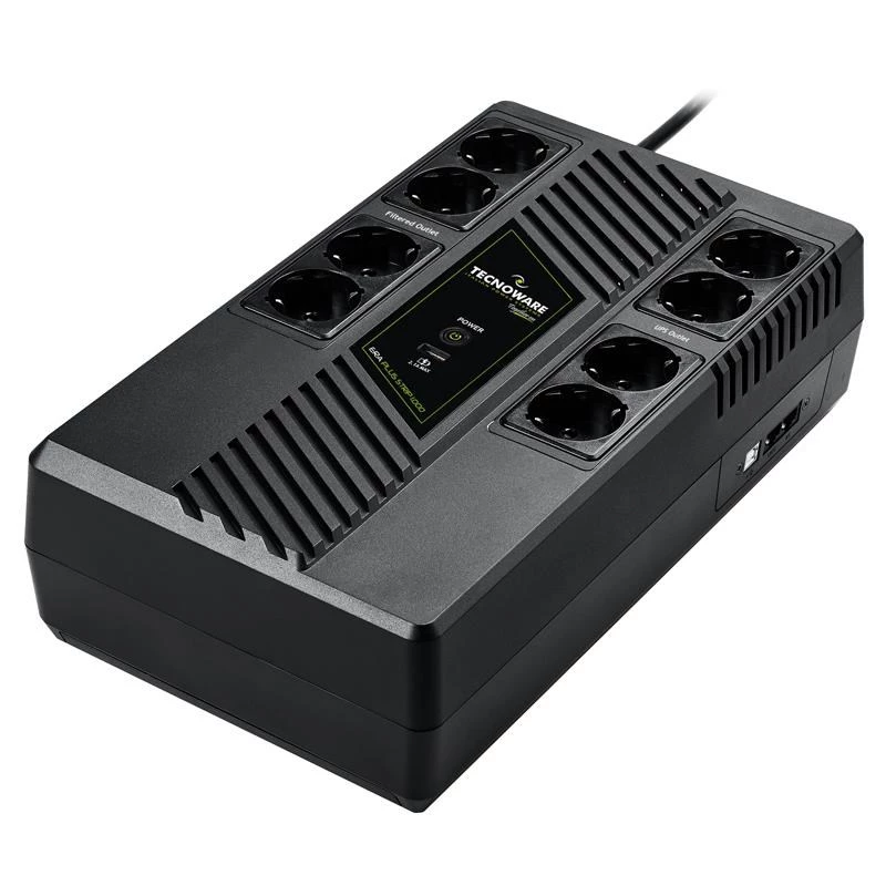Nepertraukiamo maitinimo šaltinis TECNOWARE Era Plus Strip 1000, Line-Interactive 1 kVA / 700 W, 8 lizdai F tipas, VRLA baterija, 4.4 kg