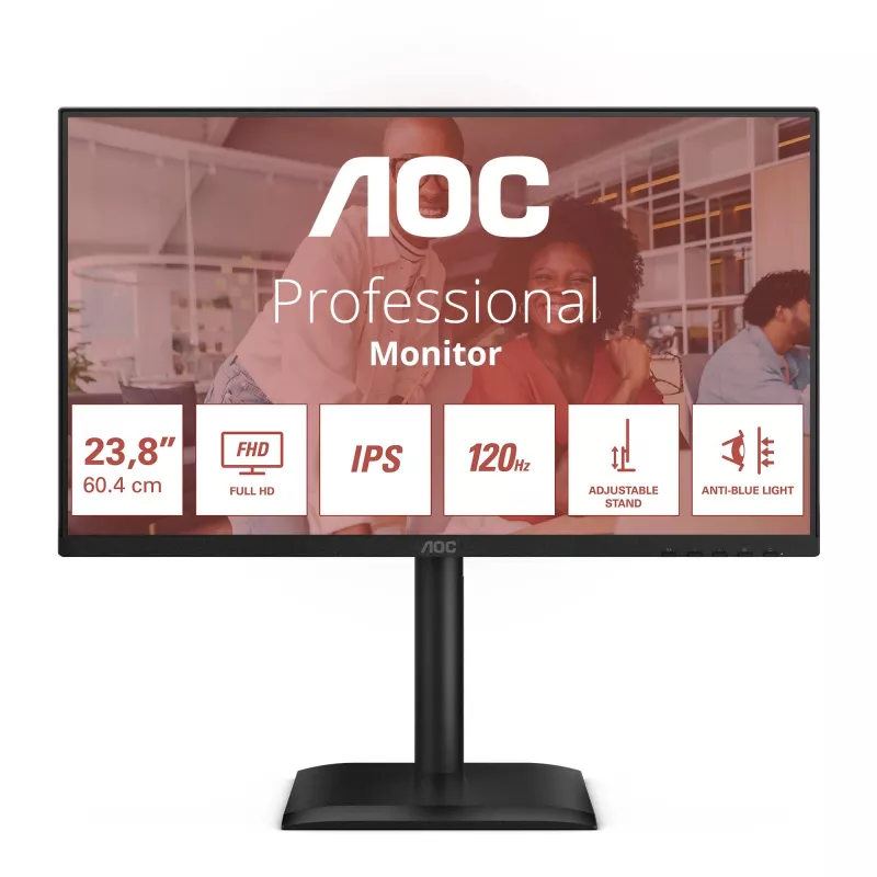 AOC 24E4U monitor kompiuteriui 60,5 cm (23,8 colio) 1920 x 1080 pikselių Full HD LED juodas