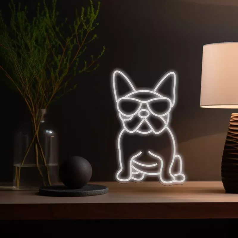 Neoninė šviesa MANTA Manta SNL66WH French Bulldog White – dekoratyvinis LED neoninis švyturys prancūzų buldogo siluetu