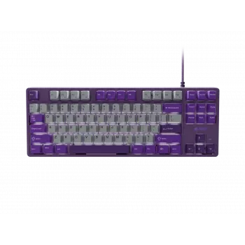 NATEC Fury Gaming klaviatūra Kanabo K2 US balta foninė mechaninė pilkai violetinė