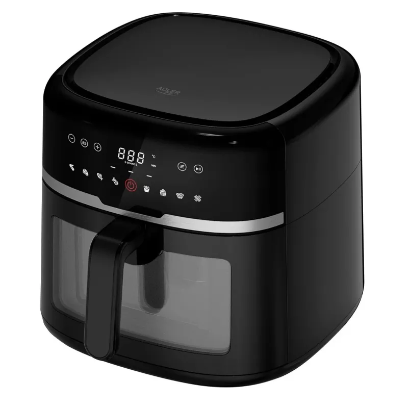Kepimo indas Adler AD 6318 8 L, 2200 W, LED ekranas, 9 programų, juodas