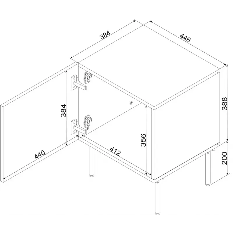 Naktinis staliukas Cama Meble ISLA 44,5x40x59 cm kashmyro matinis, MDF ir medžio drožlių plokštė, 2 vnt. komplektas
