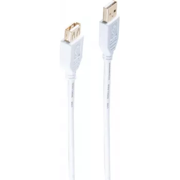 shiverpeaks ®-BASIC-S--USB ilginimo laidas, Type-A kištukas į Type-A movą, HIGH SPEED, paauksuoti kontaktai, USB 2.0, baltas, 1,8 m (BS77122-W)
