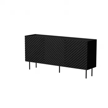 Komoda Cama Meble LUCCA 3D 165x40x80 cm, juoda, medžio drožlių plokštės korpusas