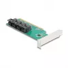 DELOCK PCIe x16 bifurkacijos kortelė į 4× vidinius SFF-8643 NVMe, žemo profilio