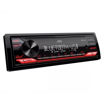 Automagnetola JVC KDX-282BT vieno DIN su Bluetooth 4.2, USB, CD, AUX, 8 juostų ekvalaizeriu, 50 W/kan.