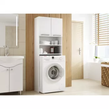 Vonios spintelė Top e Shop PRALKA POLA BIEL balta, laisvai pastatoma, 4 lentynos, 640×300×1830 mm