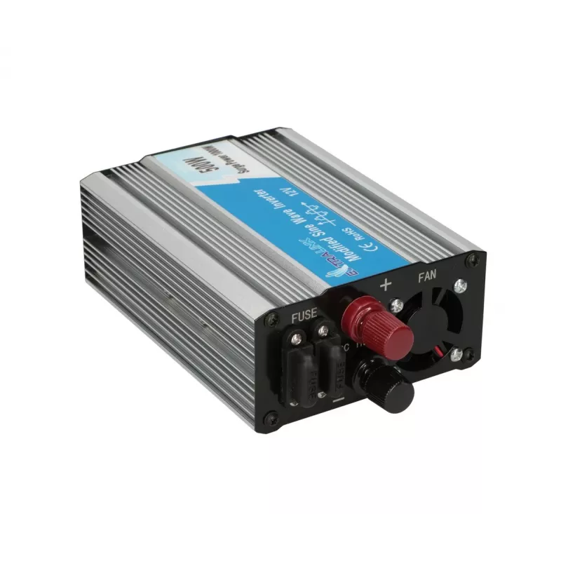 Automobilinis įtampos keitiklis Extralink OPIM-500W 12V, 500W modifikuota sinusoidė, aliumininis korpusas, aktyvus aušinimas