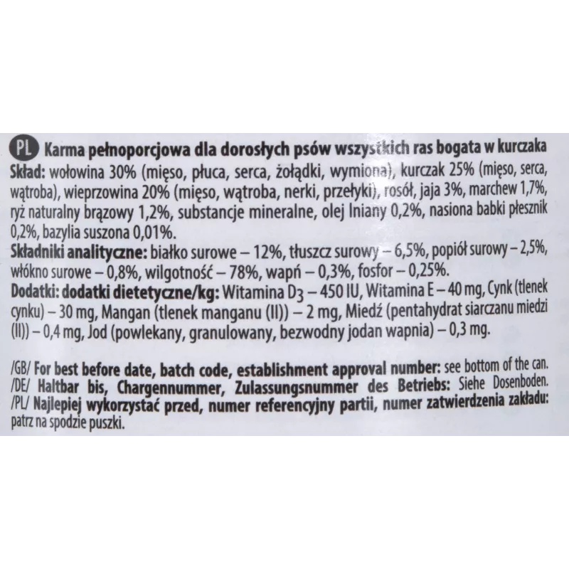 Šlapias šunų ėdalas Dolina Noteci Premium Adult Jautiena Vištiena Kiauliena 400 g, be glitimo, be konservantų