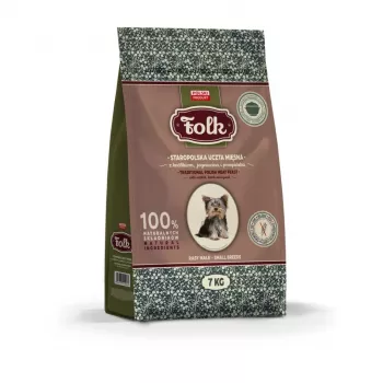 FOLK Small breeds Tradicinis lenkiškas mėsos puota su triušiena, ėriena ir putpele - sausas šunų maistas - 7kg