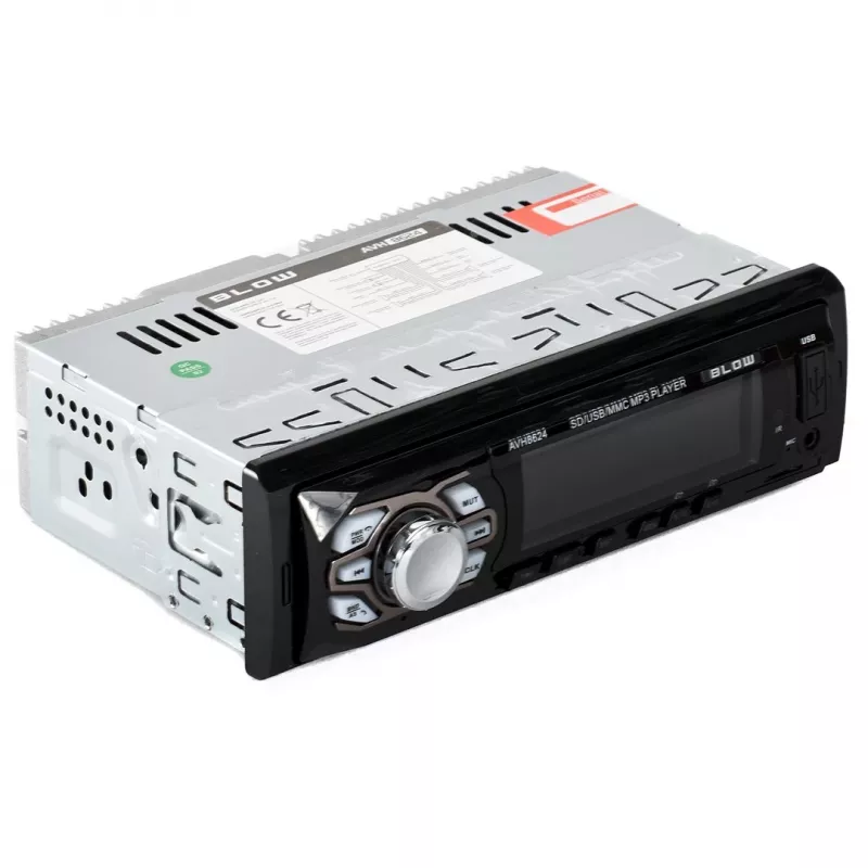Automagnetola BLOW AVH-8624 — FM RDS, 45W RMS, Bluetooth, USB, MicroSD, AUX, LCD ekranas, nuotolinio valdymo pultas, juoda
