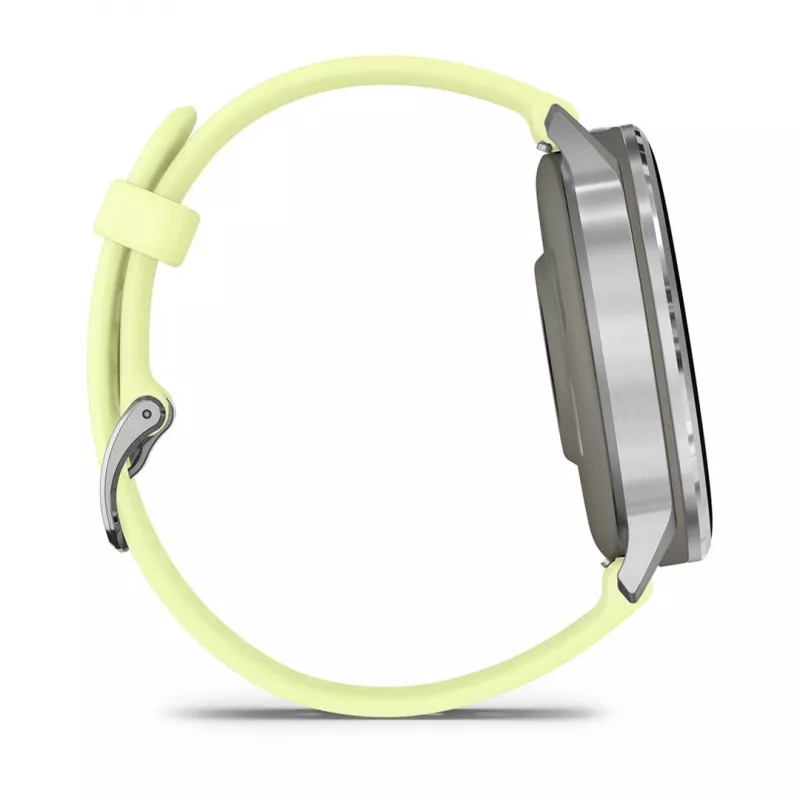 Garmin Venu 4 45 mm 010-03014-02 išmanusis laikrodis, sidabrinės spalvos su citrininiu silikono dirželiu