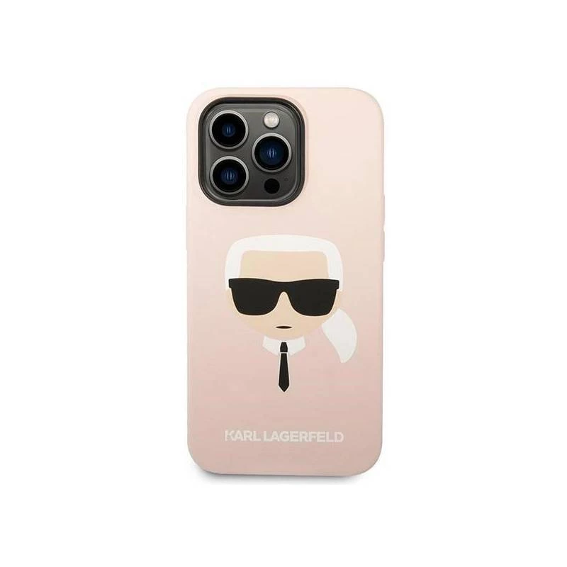 Karl Lagerfeld KLHMP14XSLKHLP iPhone 14 Pro Max 6,7 inch kietas dėklas šviesiai rožinis / šviesiai rožinis silikonas Karl galva Magsafe