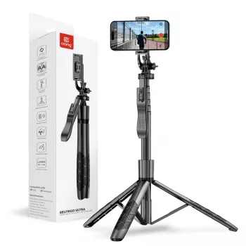 Crong CRGSGU1BLK aliumininis selfie stovas su sulankstomomis kojomis ir telefono laikikliu