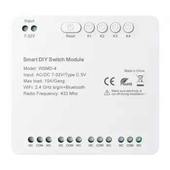 Išmanusis jungiklio modulis Avatto DIY WSMD-4 32V – 4 kanalų 32V valdymo modulis „pasidaryk pats“ projektams