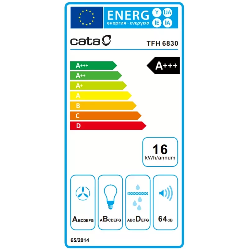 Įmontuojamas gartraukis CATA TFH 6830 GWH 600 m³/h Baltas Liečiamas valdymas