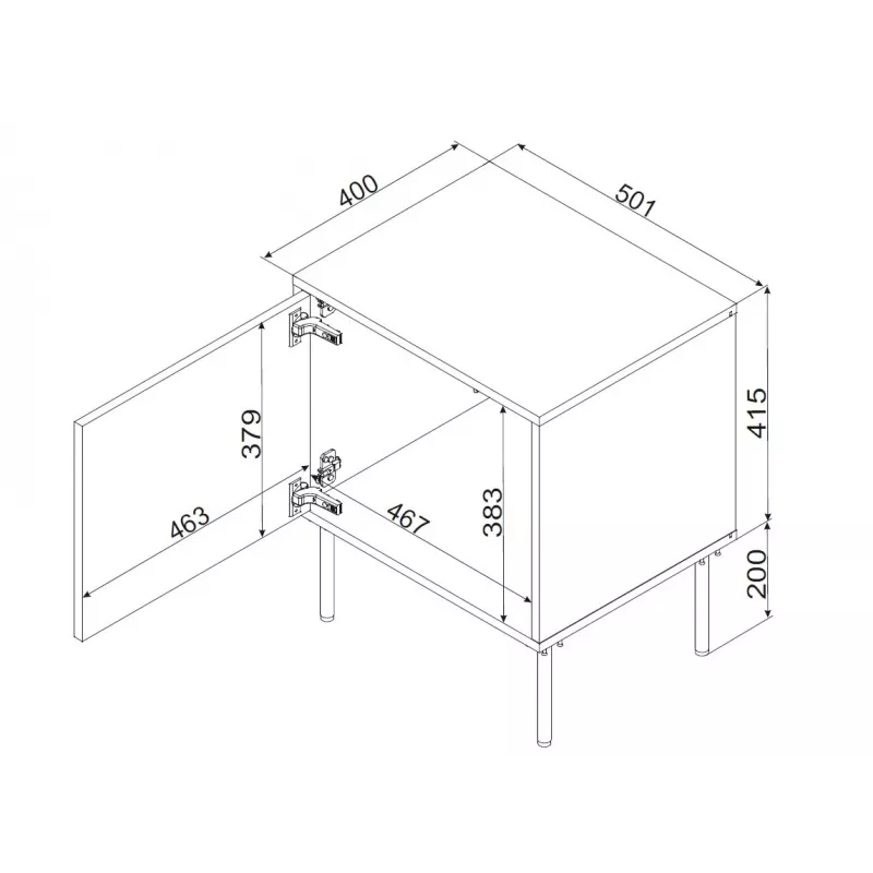 Cama INSERTO Naktinė spintelė, 2 vnt., 50x40x61.5 cm, juodas + LED
