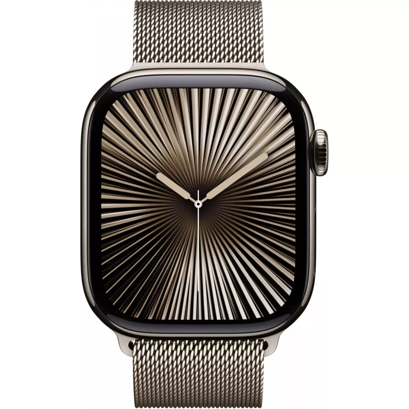 APPLE Watch Series 10 GPS + Cellular 42mm Titanium Naturalus Dėklas su Natural Milanese Loop