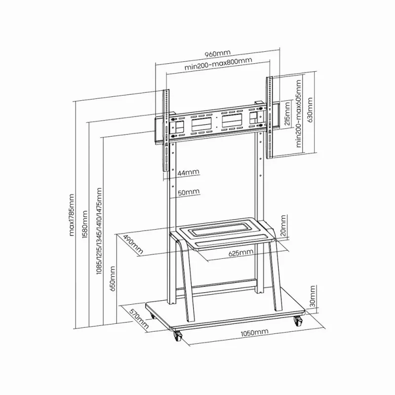 Gembird TVS-100F-01 grindinis stovas monitoriui 2,54 m (100 inch) juodas