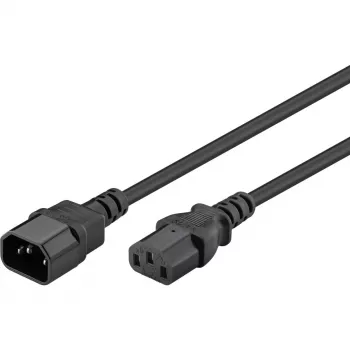 Wentronic Goobay Kaltgeräte Verlängerung, 1 m, Schwarz - Gerätestecker C14 (Kaltgeräteanschluss) > Gerätebuchse C13 (Kaltgeräteanschluss) (95125)