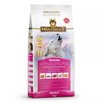 Sausas šunų ėdalas Wolfsblut VetLine Hypoallergenic Horse 12 kg, monoproteininis, 20% baltymų, be grūdų ir glitimo