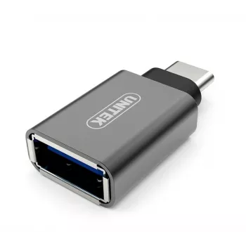 UNITEK Y-A025CGY USB-C (vyriškas) į USB-A (moteriškas) adapteris, aliuminis