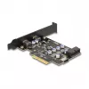 PCI Express x4 kortelė DELOCK 90345 su 2 išoriniais USB Type-C prievadais
