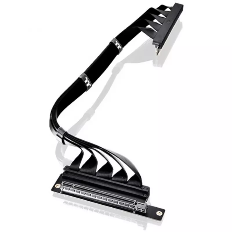 Thermaltake PCI-E 4.0 dvigubo 90° kampo riser kabelis, 40 cm, juodos spalvos