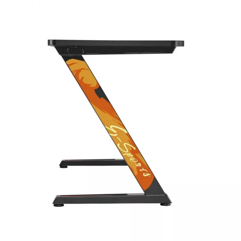 NanoRS RS120 Gaming stalas, modernus dizainas, lengvas ir stabilus (maks. 50 kg), juodas su oranžiniais akcentais