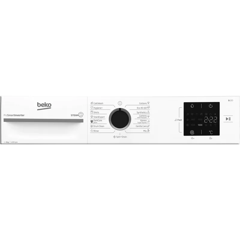 BEKO BM1WFSU36233WB Skalbimo mašina, 6 kg, Energijos klasė B, 44.6 cm, 1200 aps./min., inverterinis variklis, Steam Cure