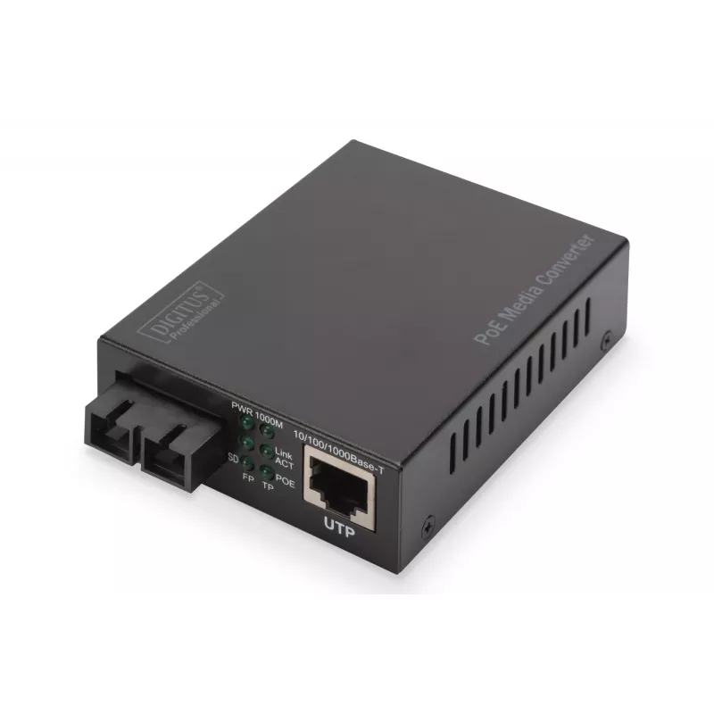 Digitus Gigabit PoE medijos keitiklis, RJ45 / SC, vienmodis, PSE