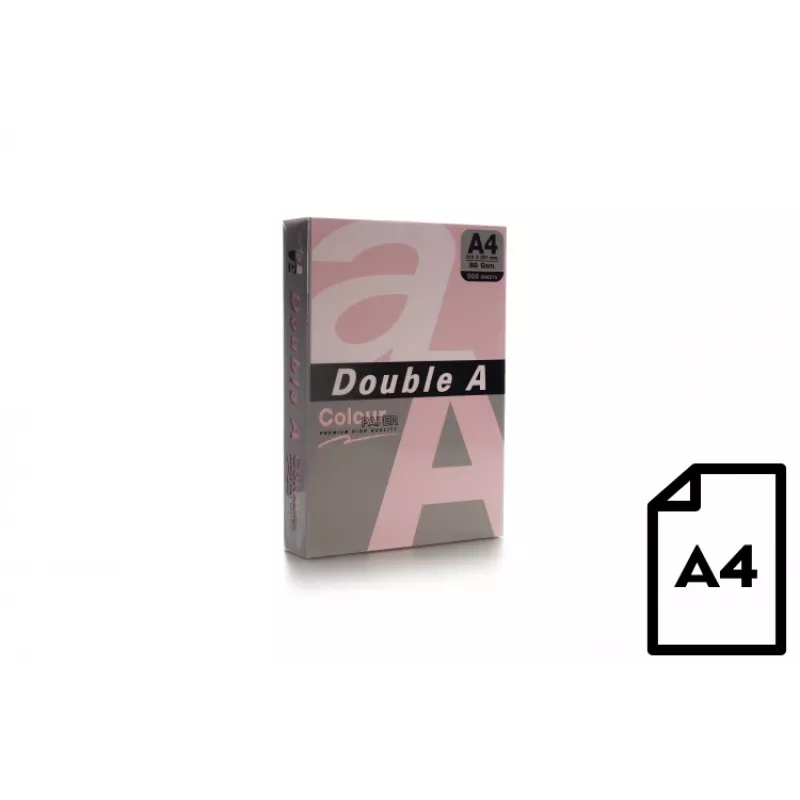 Spalvotas popierius Double A, 80g, A4, 500 lapų, Rožinis