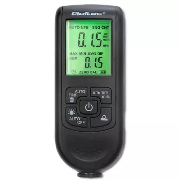 Qoltec Dažų storio matuoklis su LCD ekranu | 0~2000 µm