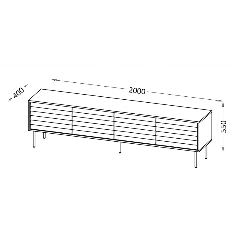 Cama CORTINA 4D TV spintelė 200x40x55 juodas