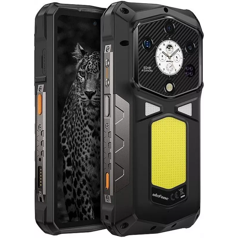 Neišmanusis telefonas UleFone Armor 29 Ultra — 6,67 colio FHD+ ekranas, MediaTek Dimensity 9300+, 16 GB RAM, 5G, Dual SIM, 21 200 mAh baterija, Juoda
