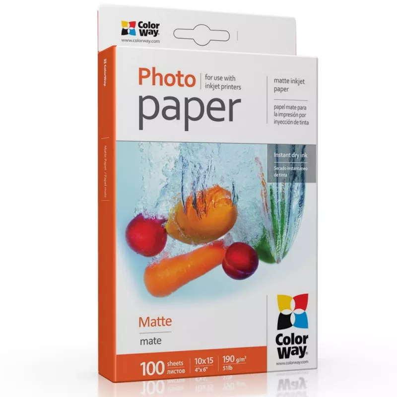 ColorWay - fotopopierius - matinis - 100 lapų - 10x15 cm - 190 g/m²