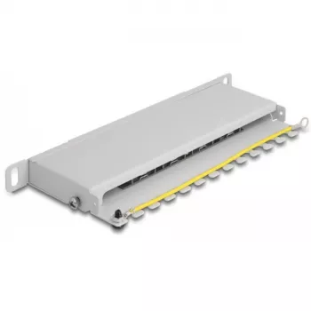 DeLOCK 10 colių Patch Panel 8 prievadų Cat.6A 0,5U pilkas metalinis