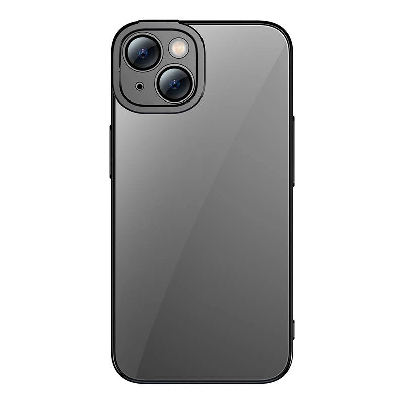 Baseus blizgus permatomas dėklas ir grūdintas stiklas iPhone 14 Plus (juoda)