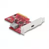 DeLOCK PCI Express x4 kortelė USB 10 Gbps Type-C Type-A Low Profile