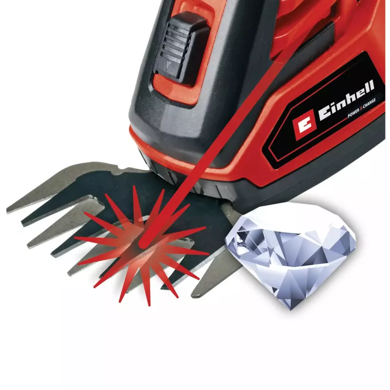 Belaidės žolės ir krūmų žirklės EINHELL GE-CG 18/100 Li 18 V Li‑Ion 2.5 Ah — pjovimo ašmenys 100 mm