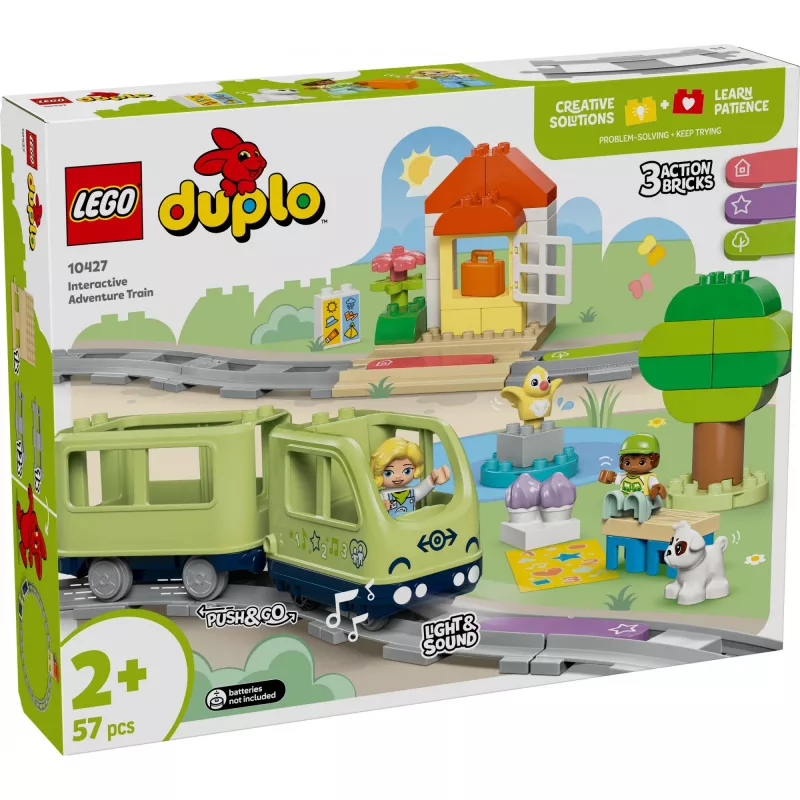 Traukinukų rinkinys LEGO DUPLO Interaktyvi nuotykių geležinkelis 10427, 57 dalių, 2 minifigūrėlės, nuo 2 metų