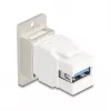 Keystone modulis DELOCK 67337 montavimui į skydelį USB Type-B į USB Type-A 5 Gbps, sidabrinis/baltas