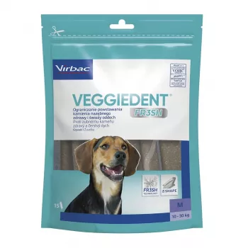 VIRBAC Veggiedent Fresh M dantų kramtukas šunims vidutinės veislės – vidutinio dydžio dantų higienos skanėstas