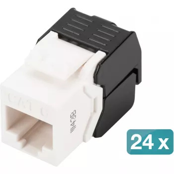 DIGITUS DN-93603-24 CAT6 nesubalansuotas Keystone lizdas 24 vnt. plokščias juodas baltas RJ-45