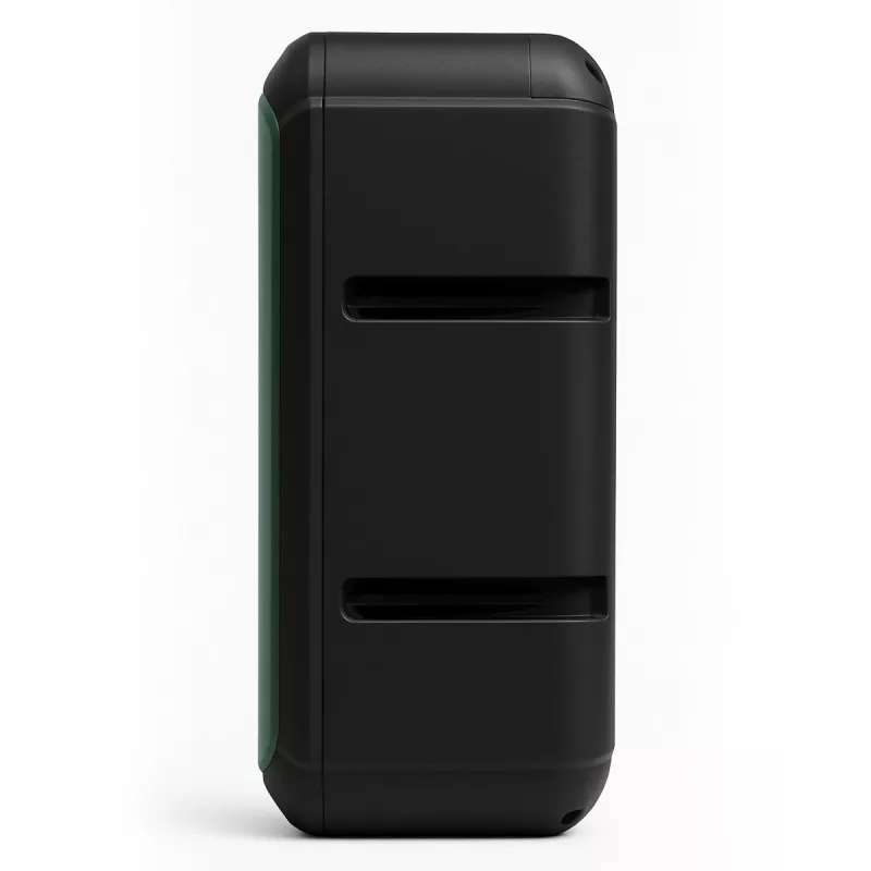 Nešiojamas stereo garsiakalbis SQUEAK SQ1009 – Bluetooth 5.3, 45W RMS, 10h baterija, FM, USB, AUX, LED, 1800 mAh, Juodas