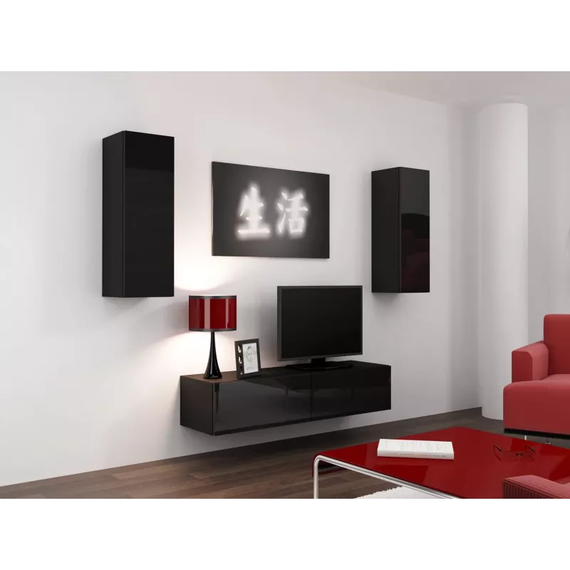 Cama TV stovas VIGO 140 30/140/40 juodas/juodas blizgus