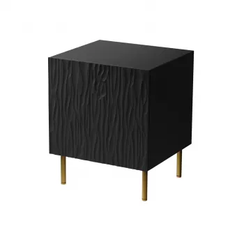 Naktiniai staleliai 2 vnt. cama meble JUNGLE — 53,5×40,5×44 cm, juodas matinis MDF/medžio drožlių plokštė, auksinės kojelės