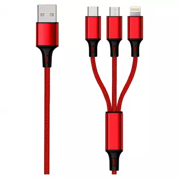 USB kabelis 2GO 797150 1,5 m USB B USB C/Micro-USB B/Lightning raudonas